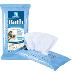 Essential Bath&reg; Cleansing Washcloths essential bath, 7800, 7803, cleansing washcloths, exopheryl, aloe vitamin E, moisturizing, disposable, heavyweight, bathing, rinse free, rinse-free, esential Bath&reg;  cleansing washcloths, comfort personal cleansing, sage products